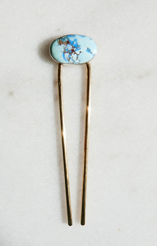 Golden Hill Turquoise Hair Pin Large