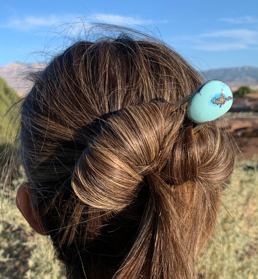 Golden Hill Turquoise Hair Pin Large