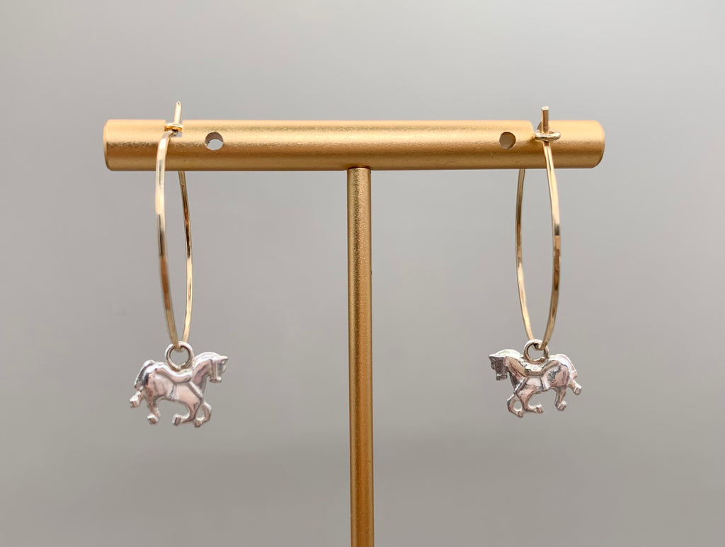 Horse Hoop Earrings