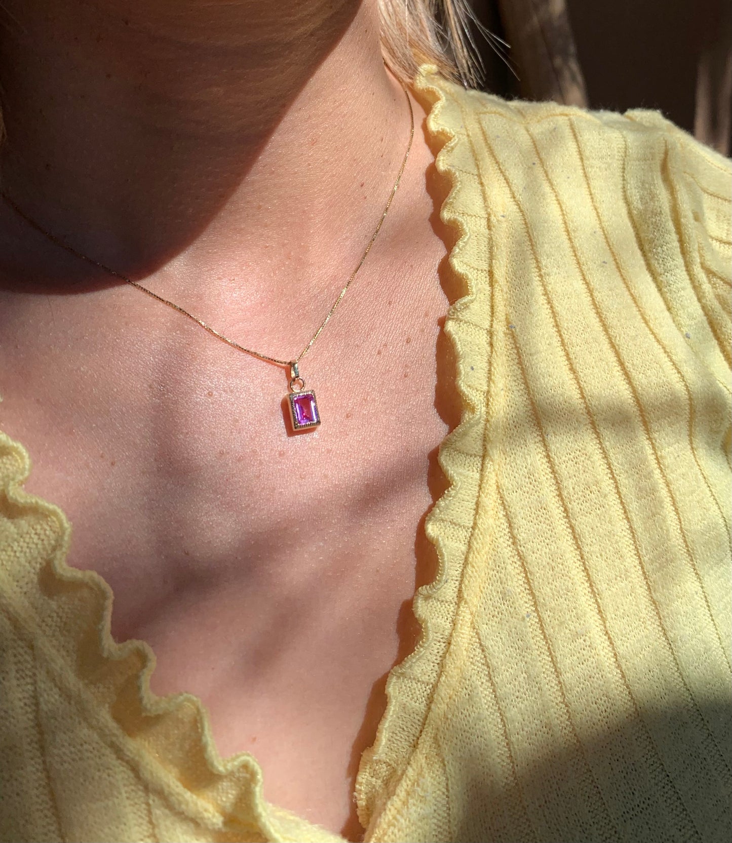 Emerald Cut Tourmaline Necklace